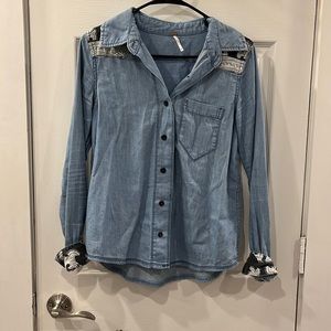 Free People, denim button down